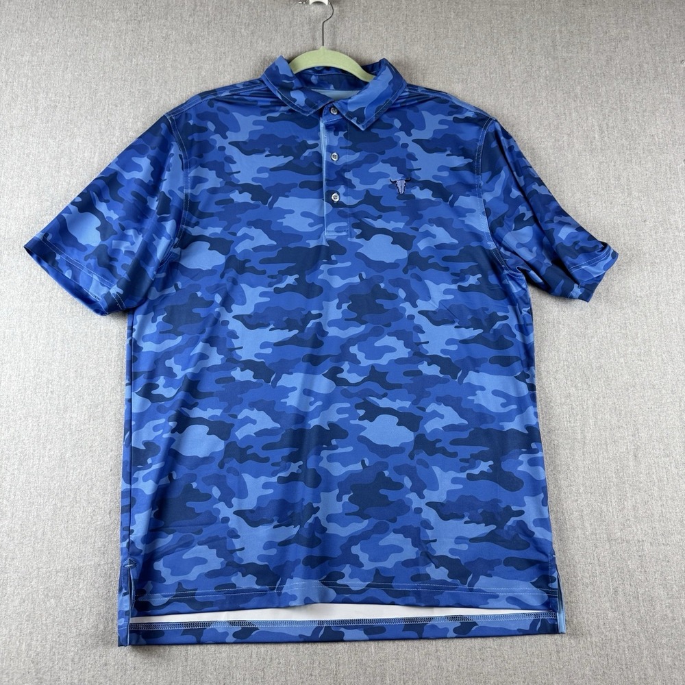 Bobby Jones Mens Polo Shirt Size Large Golf Camo Blue